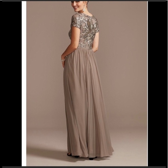 08 BETSY & ADAM Sequin Mesh A-Line Gown - Picture 4 of 16